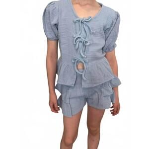 NEW T2LOVE girls' bow-front blouse in blue